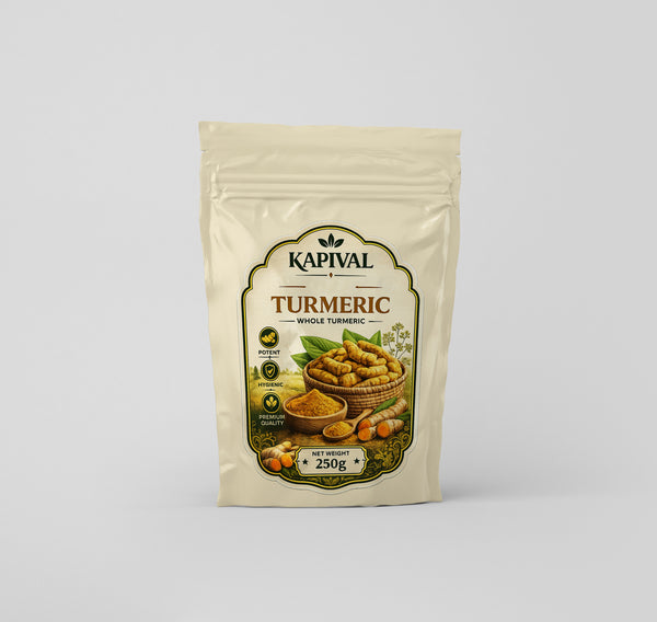 Kapival Whole Turmeric (Sampurna Haldi) 250g | Premium Quality Whole Haldi | Pure & Natural Turmeric Roots