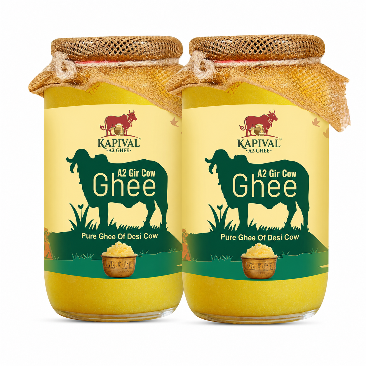 Kapival A2 Gir Cow Bilona Ghee Combo – 2 × 1 Litre | Traditional Richness, Twice the Goodness
