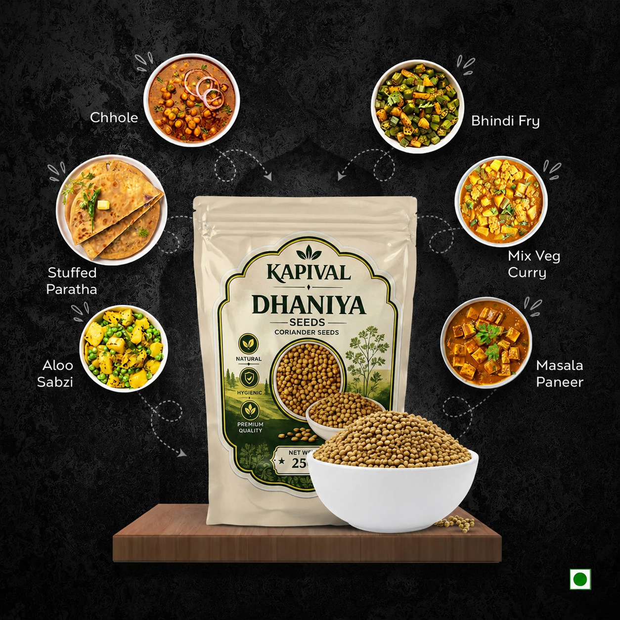 Kapival Whole Coriander (Dhana) 250g | Premium Quality Coriander Seeds | Natural & Aromatic Spice
