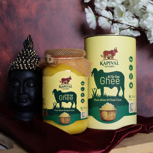 Kapival A2 Cow Ghee | Traditional Bilona Method | Pure Desi Cow Ghee | Made from A2 Cow Milk | Natural & Chemical-Free | 900ml