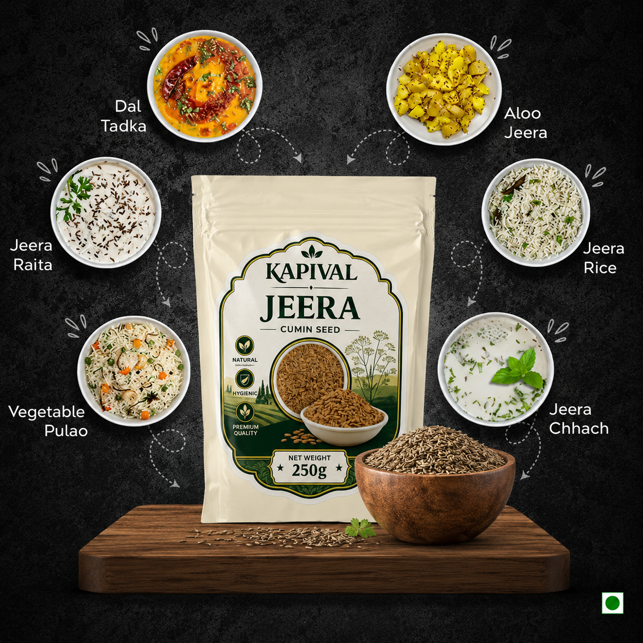 Kapival Whole Cumin (Jeera) 250g | Premium Quality Cumin Seeds | Fresh & Aromatic Spice