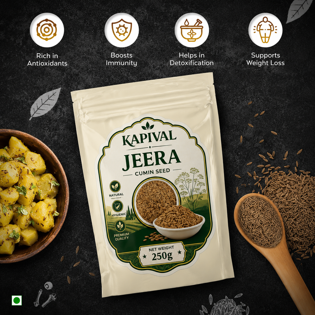 Kapival Whole Cumin (Jeera) 250g | Premium Quality Cumin Seeds | Fresh & Aromatic Spice