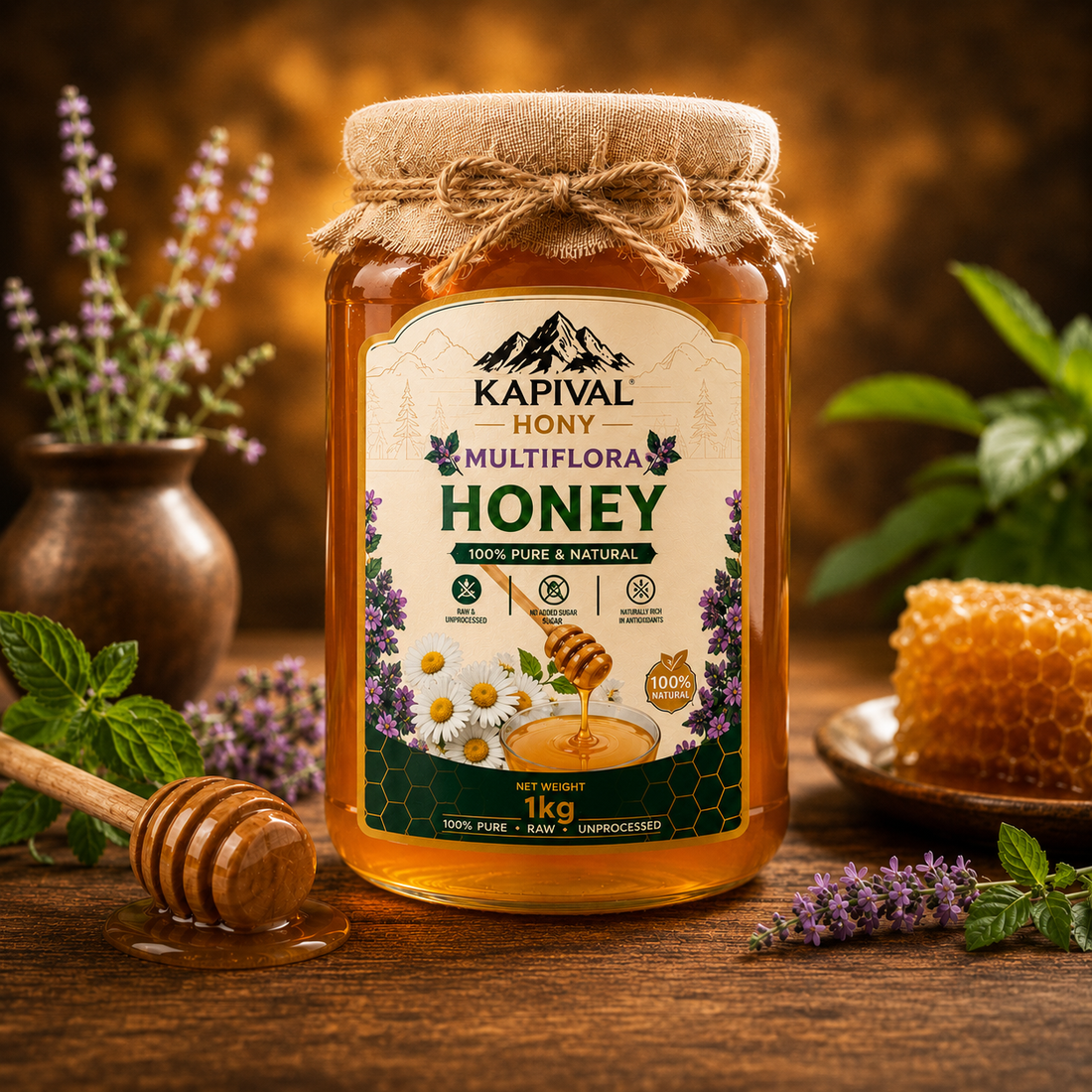 Kapival Multiflora Honey | Pure Raw Multiflora Honey | Natural Daily Honey