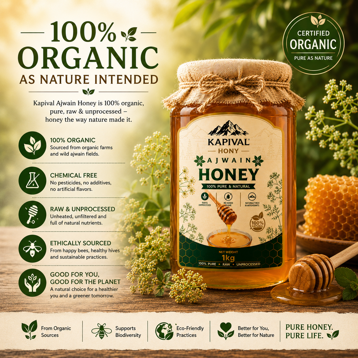 Kapival Ajwain Honey | Pure Ajwain Honey | Digestive Wellness Honey