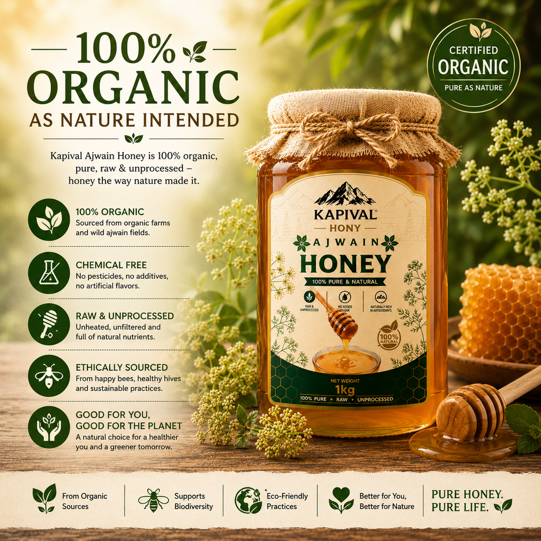 Kapival Ajwain Honey | Pure Ajwain Honey | Digestive Wellness Honey