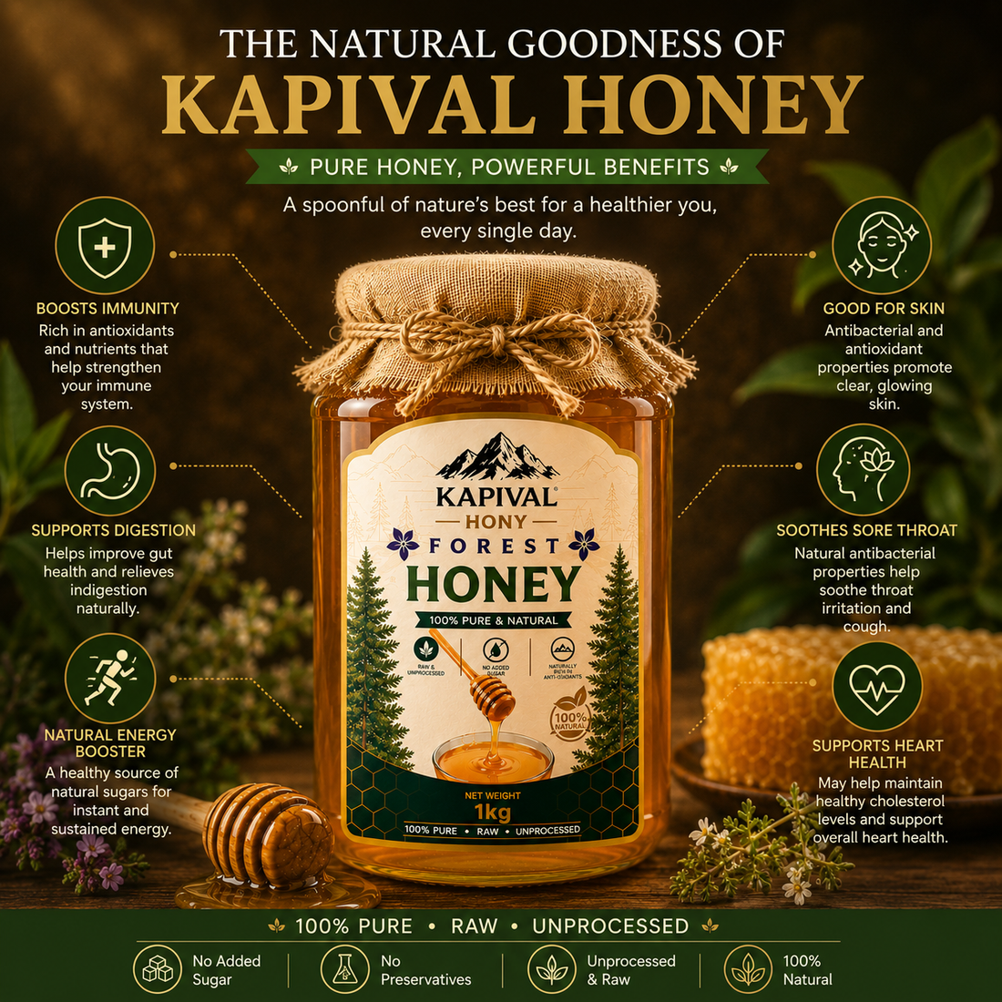 Kapival Forest Honey | Pure Forest Honey | Wild Natural Honey