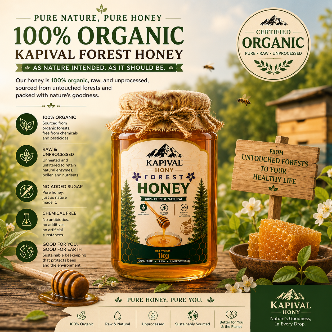 Kapival Forest Honey | Pure Forest Honey | Wild Natural Honey