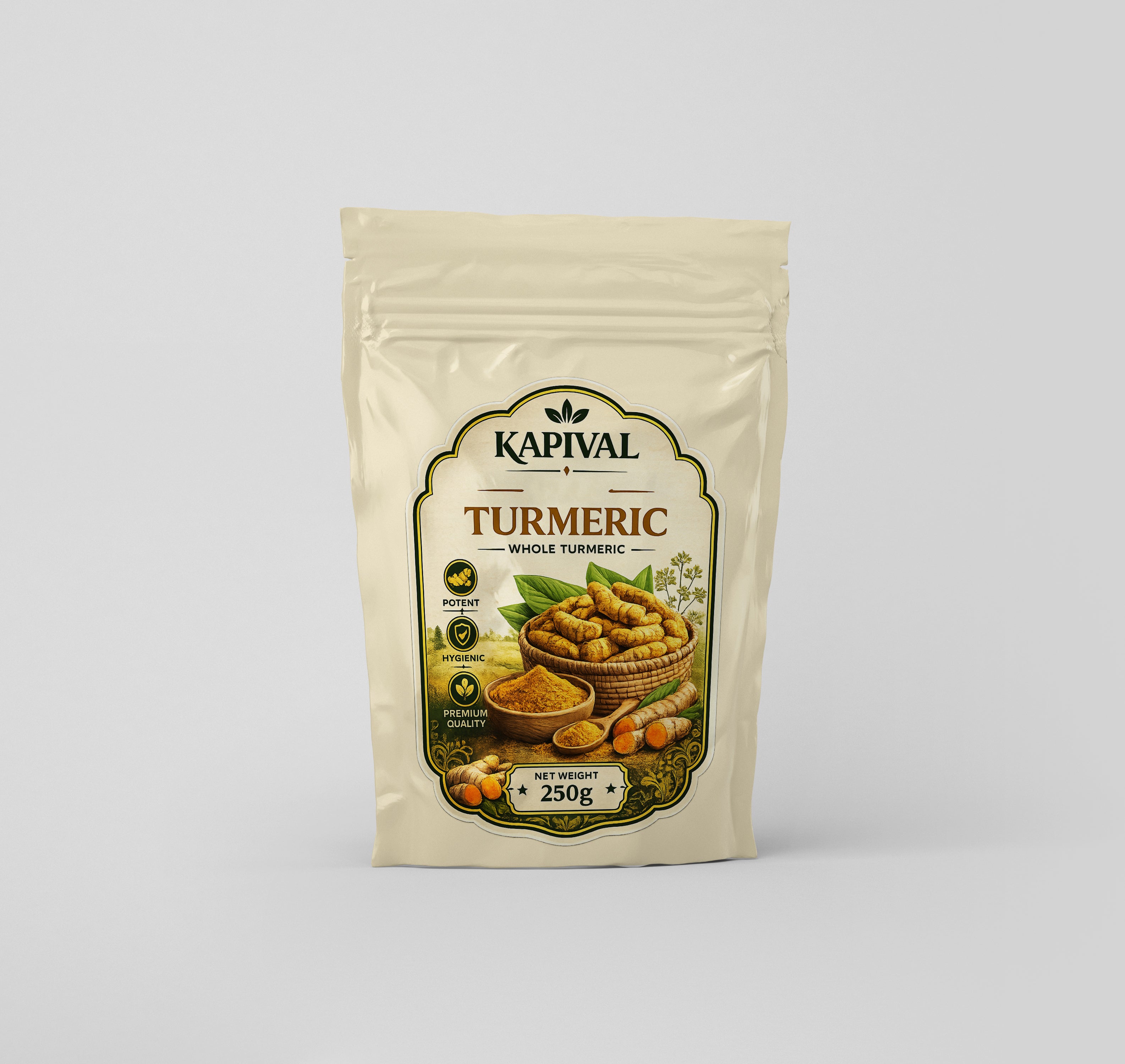 Kapival Whole Turmeric (Sampurna Haldi) 250g | Premium Quality Whole Haldi | Pure & Natural Turmeric Roots
