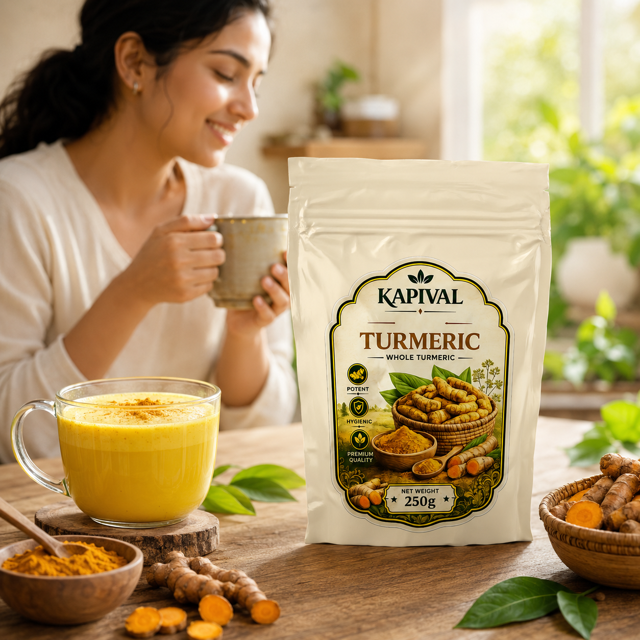 Kapival Whole Turmeric (Sampurna Haldi) 250g | Premium Quality Whole Haldi | Pure & Natural Turmeric Roots