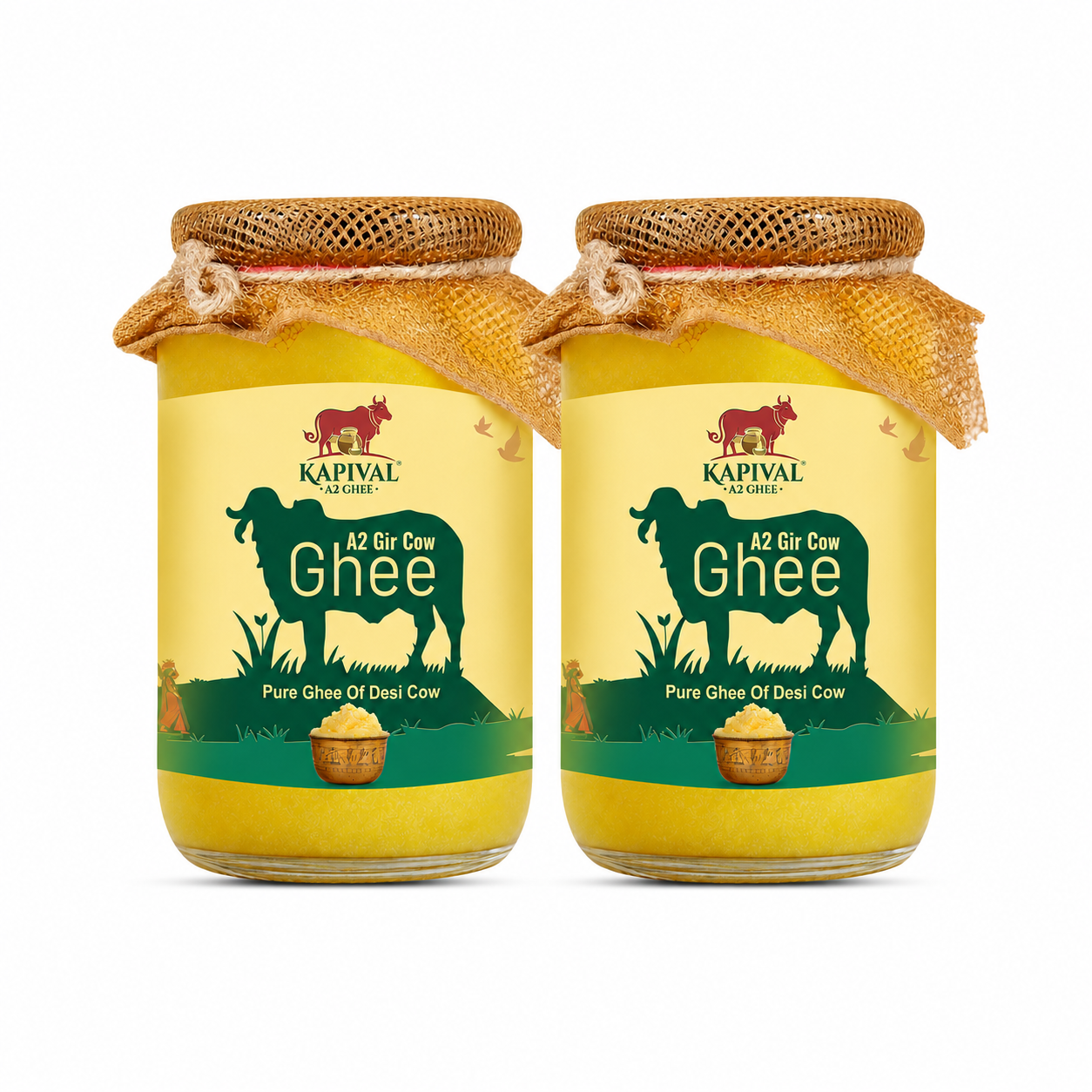 Kapival A2 Gir Cow Bilona Ghee Twin Pack – 2 × 500 ml | Freshness Sealed in Two Convenient Bottles