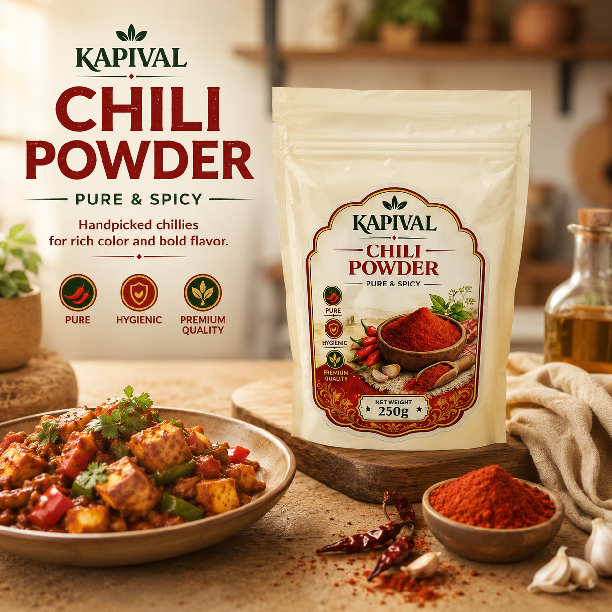 Kapival Red Chili Powder 250g | Premium Quality Lal Mirch Powder | Pure & Natural Spice