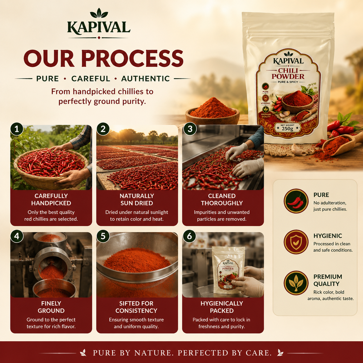 Kapival Red Chili Powder 250g | Premium Quality Lal Mirch Powder | Pure & Natural Spice