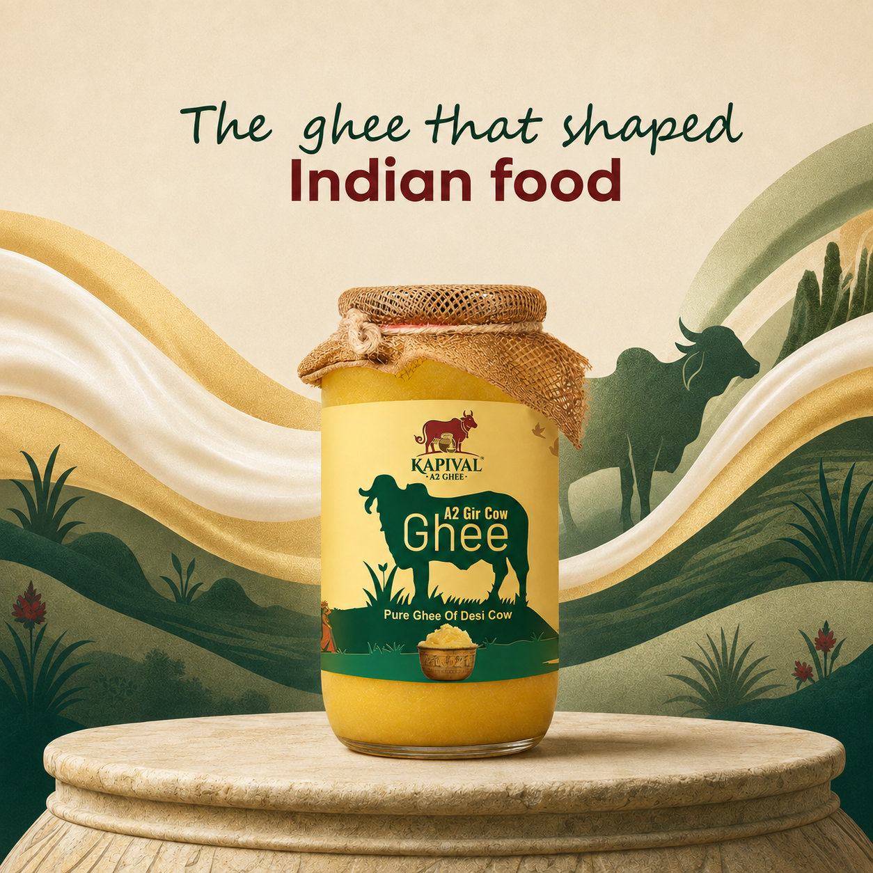 Kapival A2 Gir Cow Bilona Ghee – 250 ml | Golden Tradition in Every Spoon