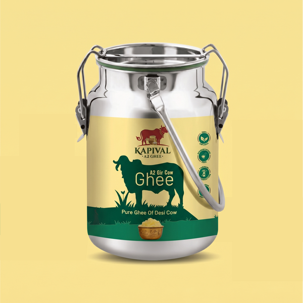 Kapival A2 Cow Ghee | Traditional Bilona Method | Pure Desi Cow Ghee | Made from A2 Cow Milk | Natural & Chemical-Free | 5 Ltr.